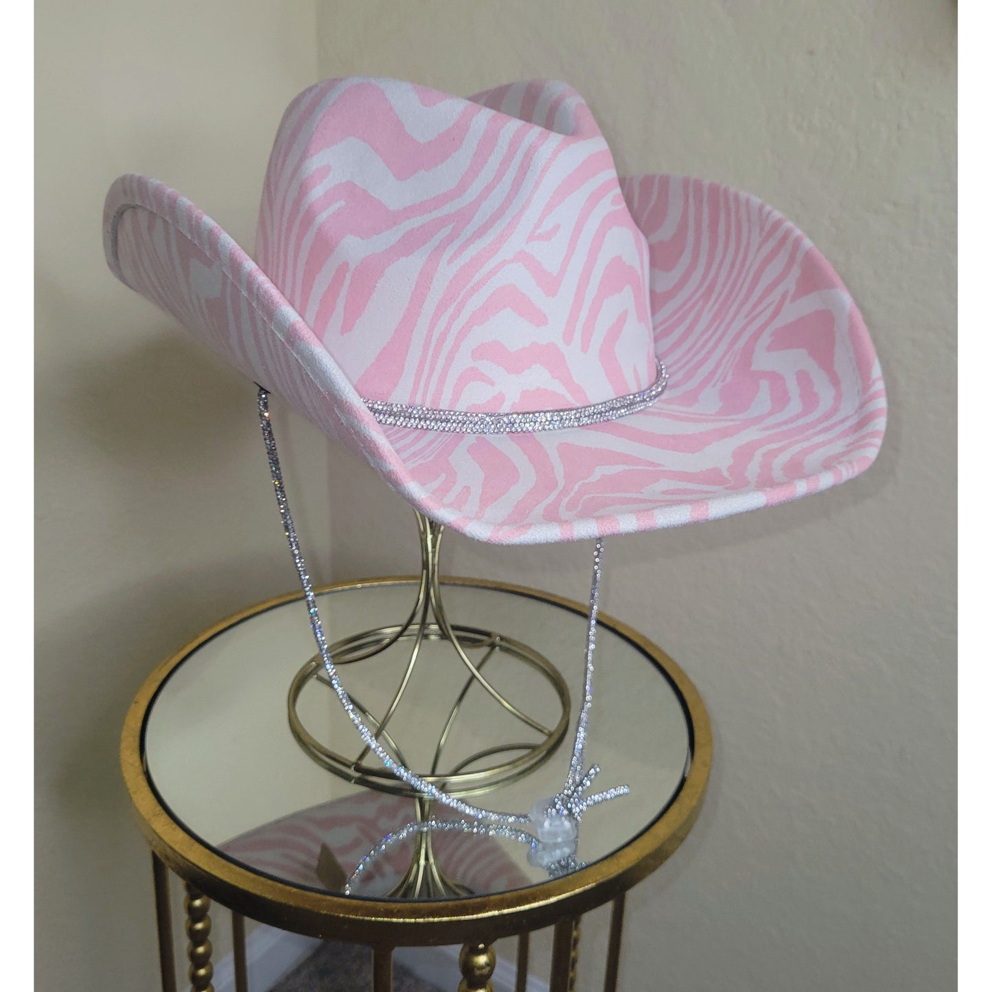 Desperado Zebra Stripe Bling Hat Icy Pink