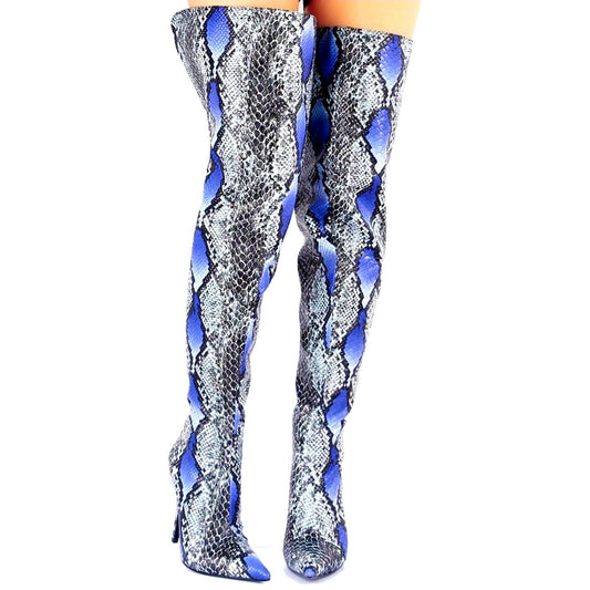 Mary J. Snakeprint Thigh High Boot