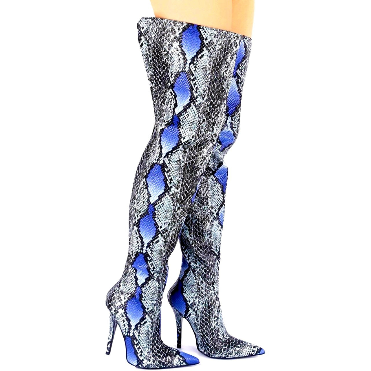 Mary J. Snakeprint Thigh High Boot