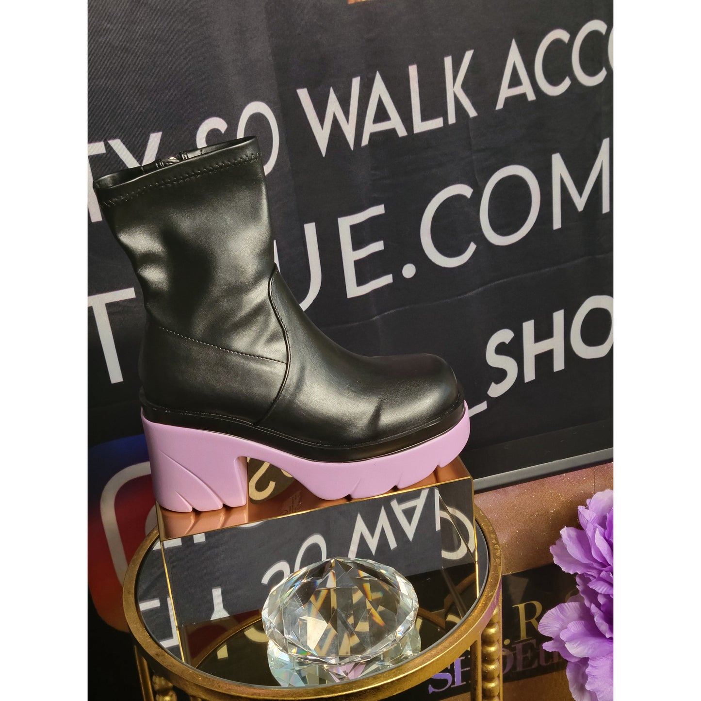 Black Lavender Love Boots