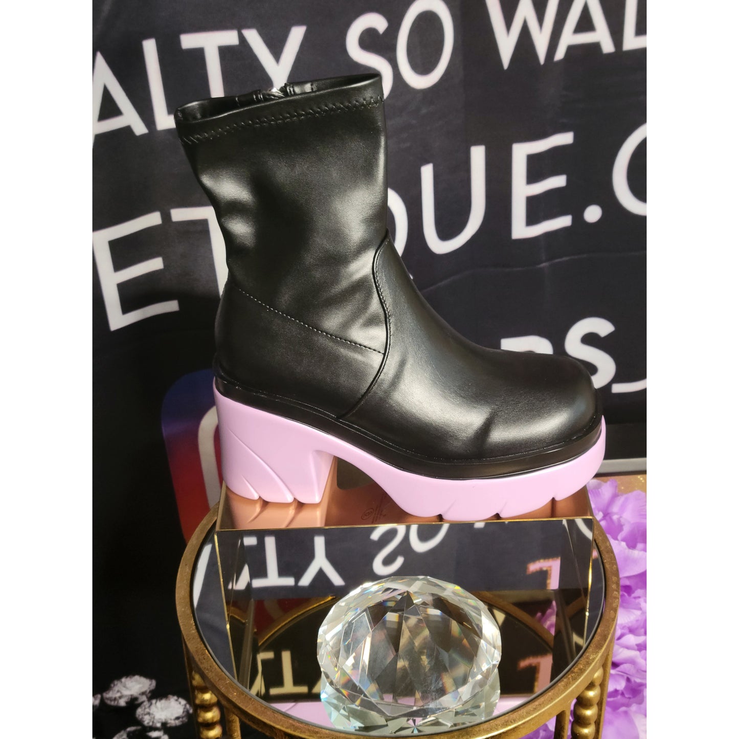 Black Lavender Love Boots